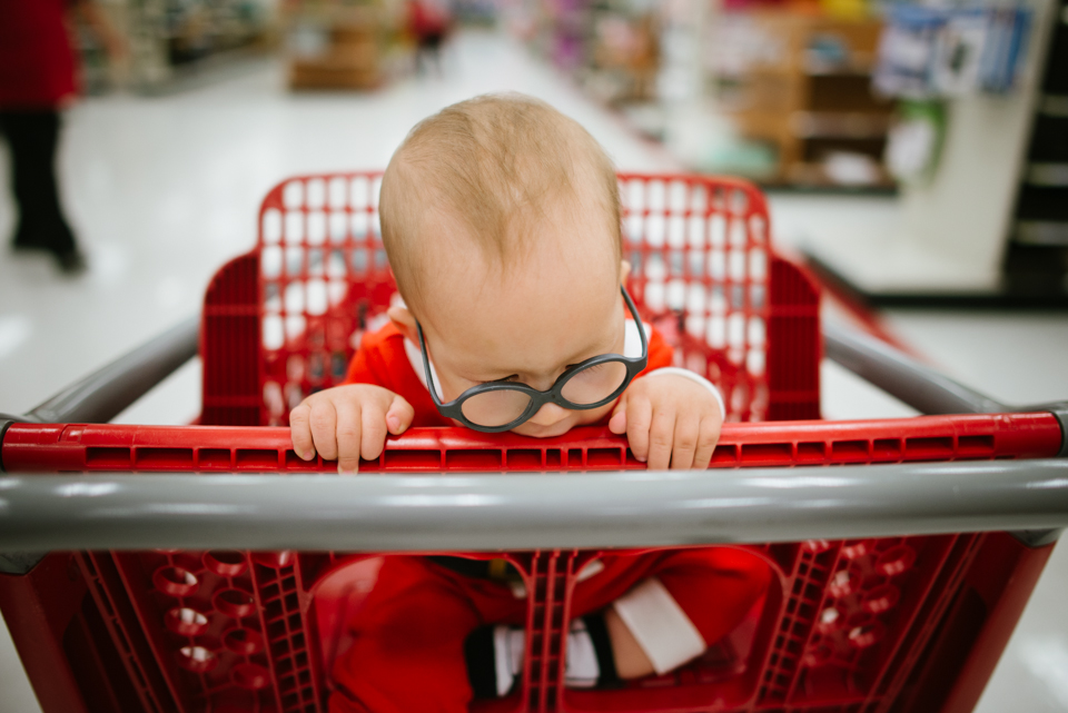 Baby in shopping cart - Family Documentary Photography