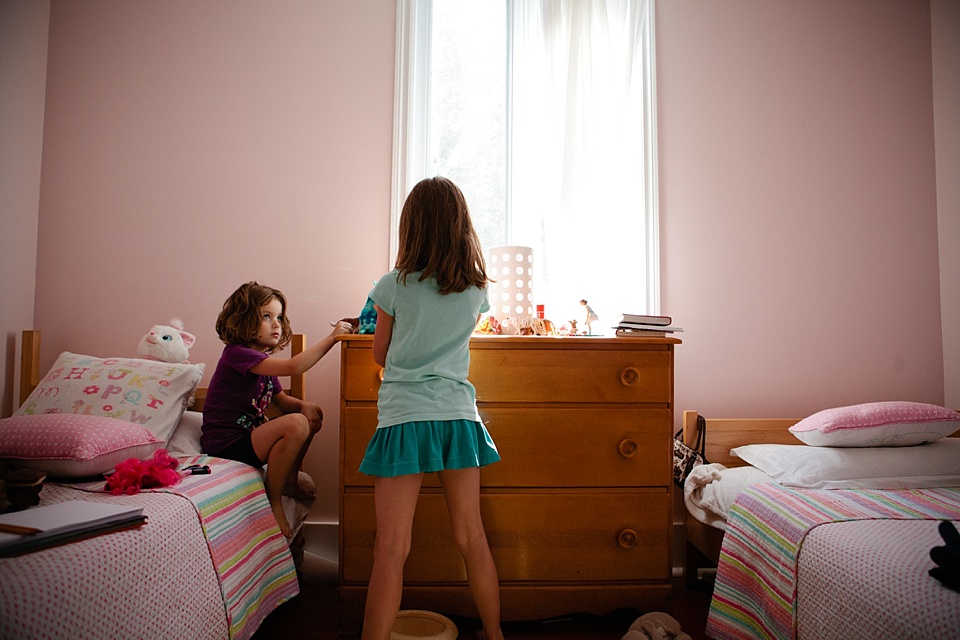 girls in bedroom - Family documentary photography