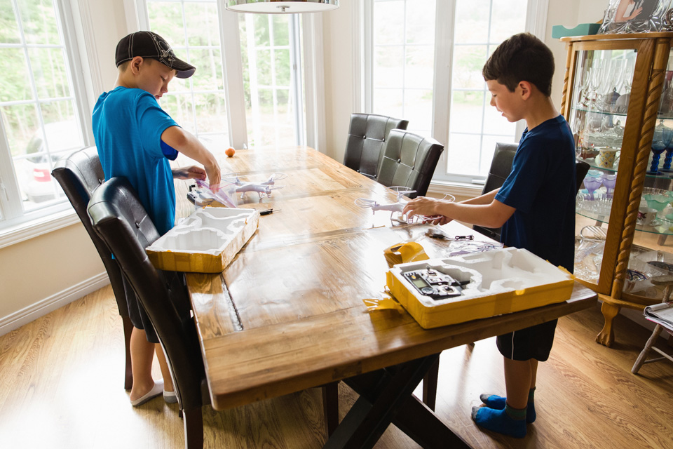 boys building models - family documentary photography