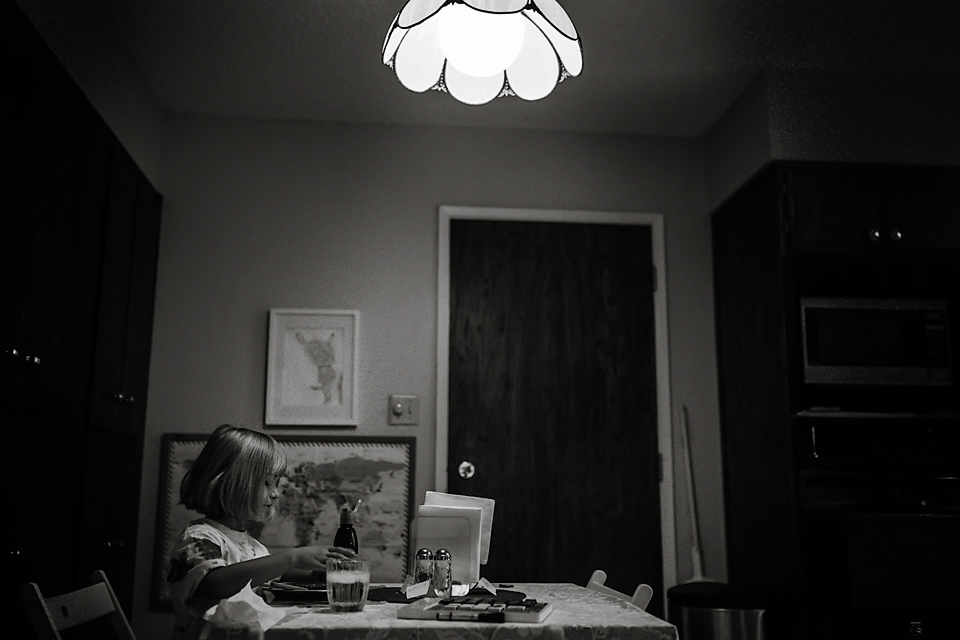 girl at kitchen table - Family Documentary Photography