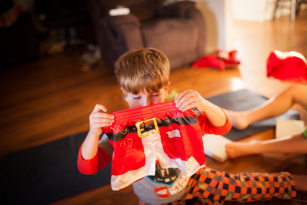 Boy with santa shorts - Family Documentary Photography