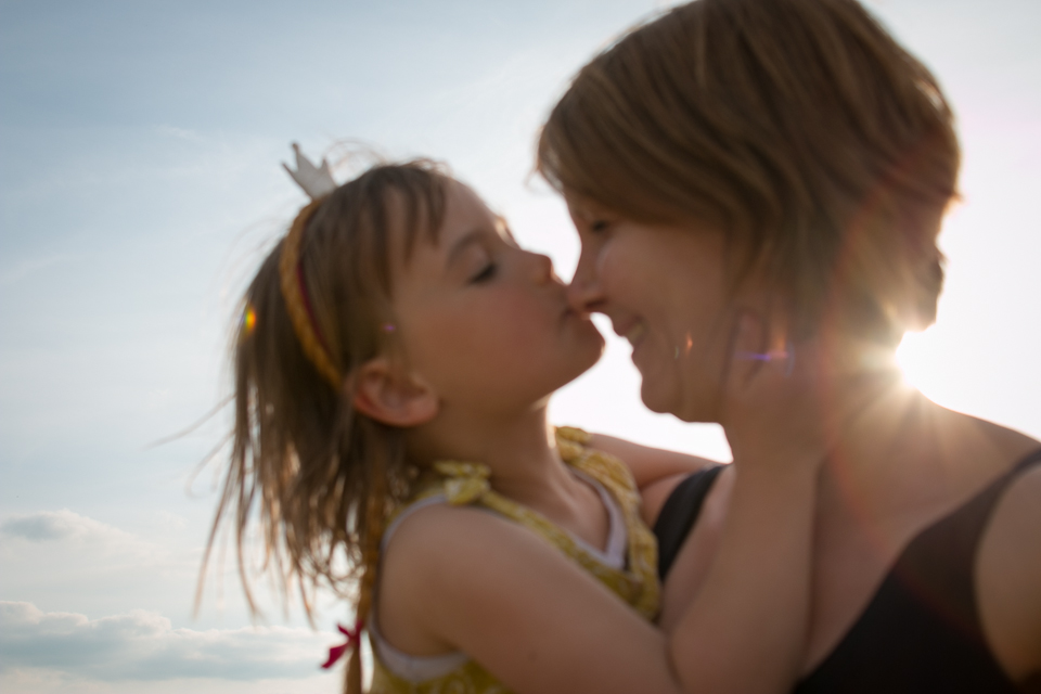 Self portrait - daughter kissing mother