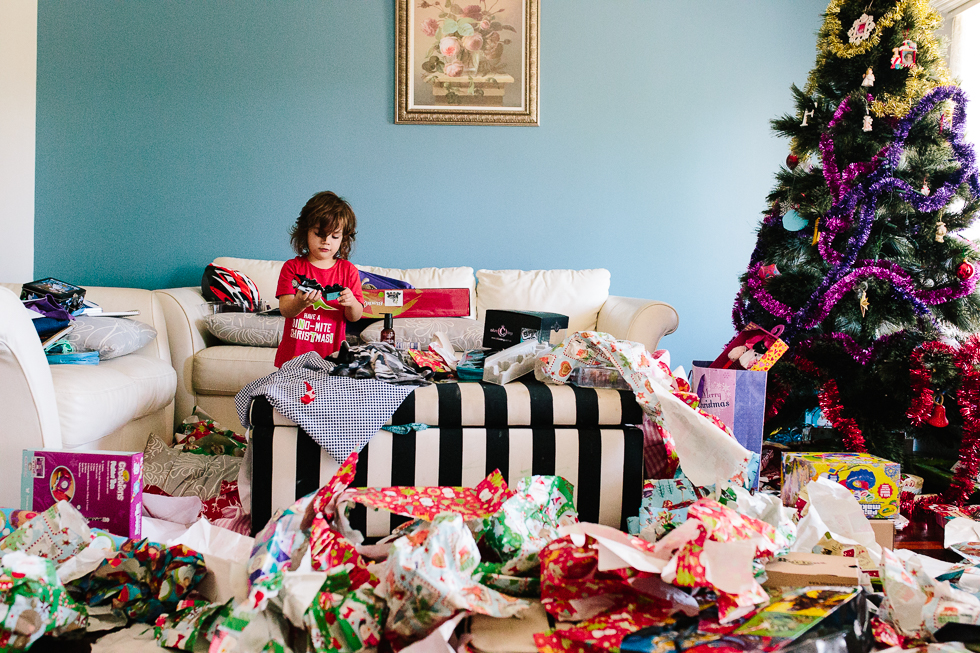 Boy on christmas morning - Family Documentary Photography