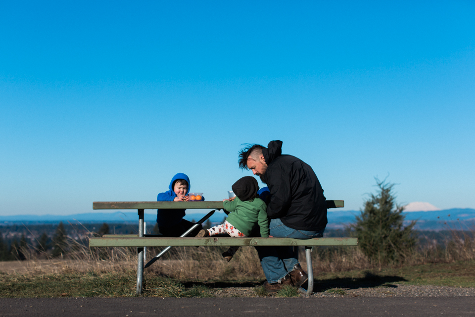 Family at park picnic table - Documentary Family Photography