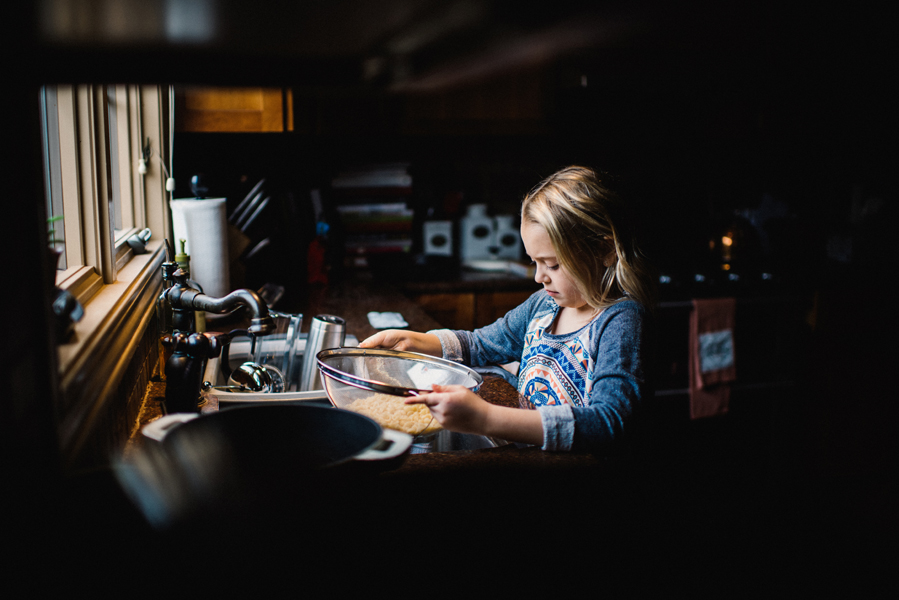 girl making pasta - family documentary photography