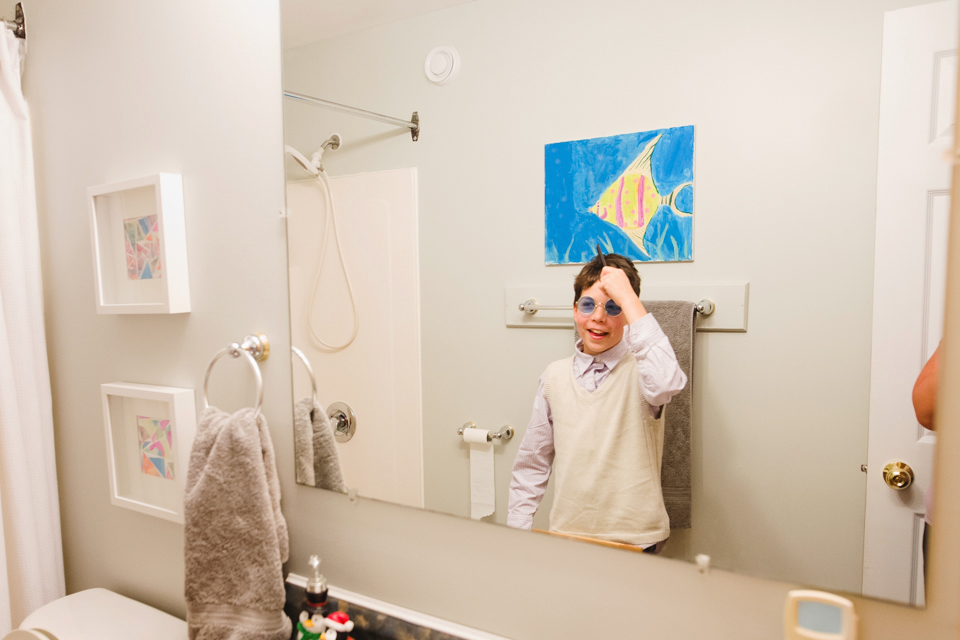 boy dressed up with lennon glasses - Documentary Family Photography