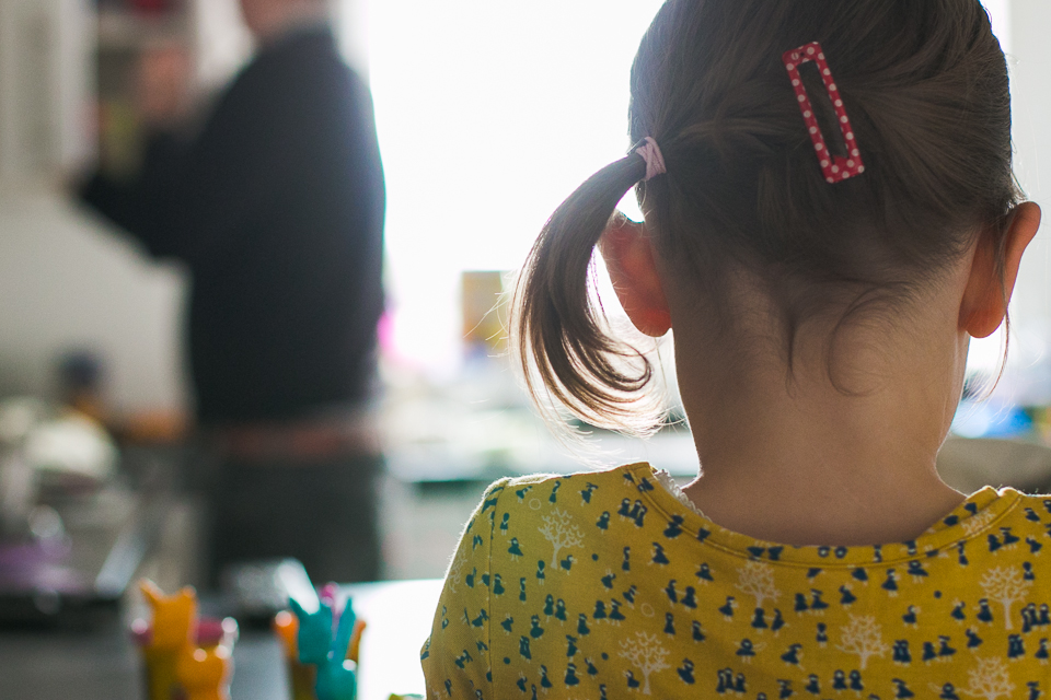 LIttle girl's pigtail - Documentary Family Photography