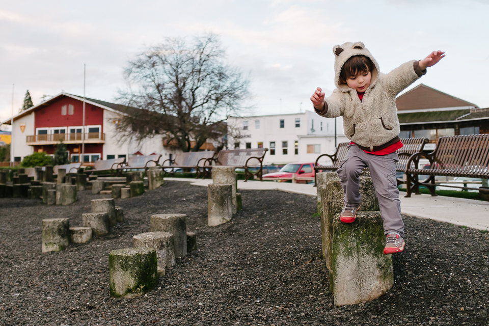 boy jumping off step - Documentary Family Photography