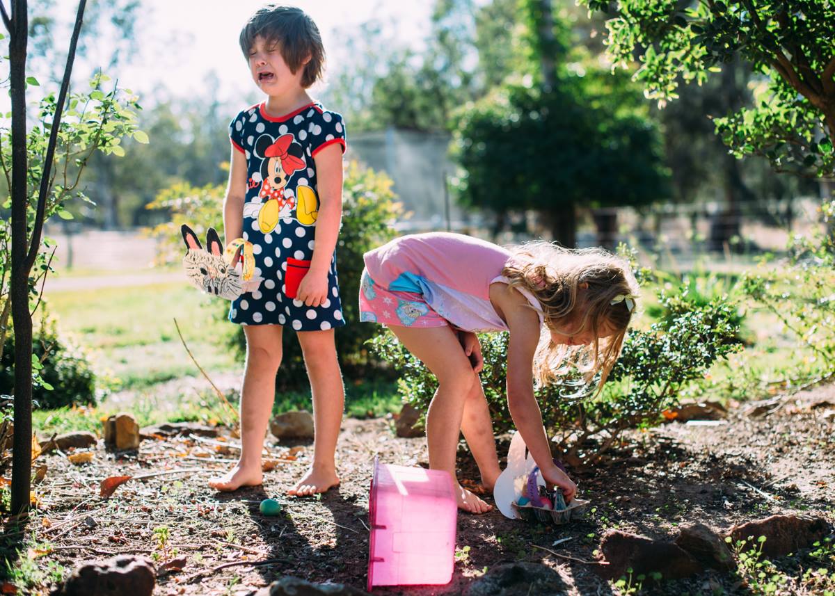 angry girl in garden - Documentary Family Photography