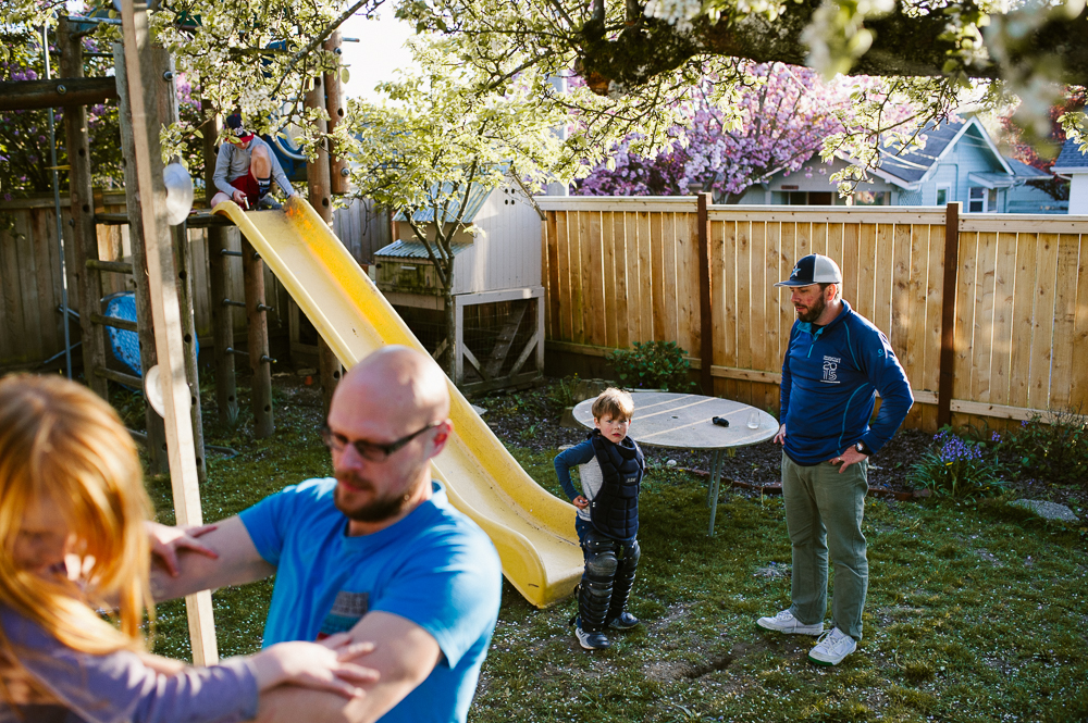 Family plays outside -Documentary Family Photography