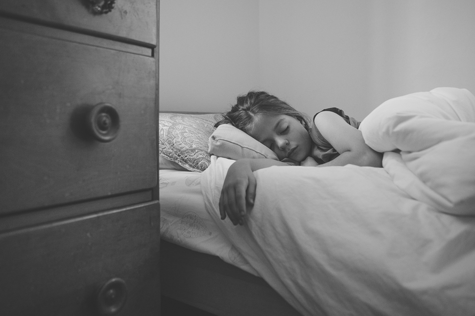 girl asleep in bed - Documentary Family Photography