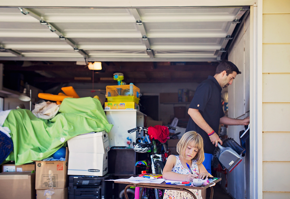 family preps for garage sale - Documentary Family Photography