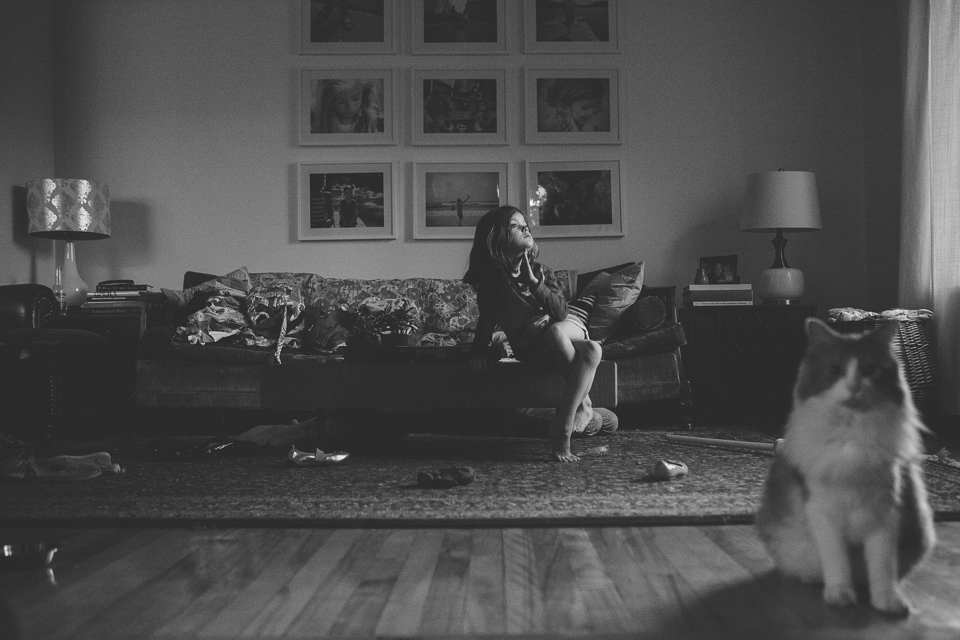 girl plays in living room - Documentary Family Photography