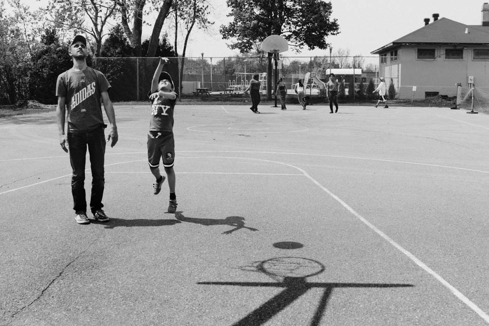 kids play basket ball at park - Documentary Family Photography