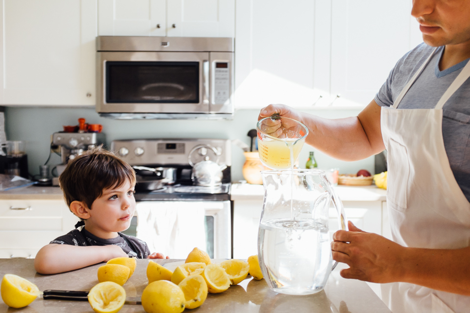 father and son make lemonade - Documentary Family Photography