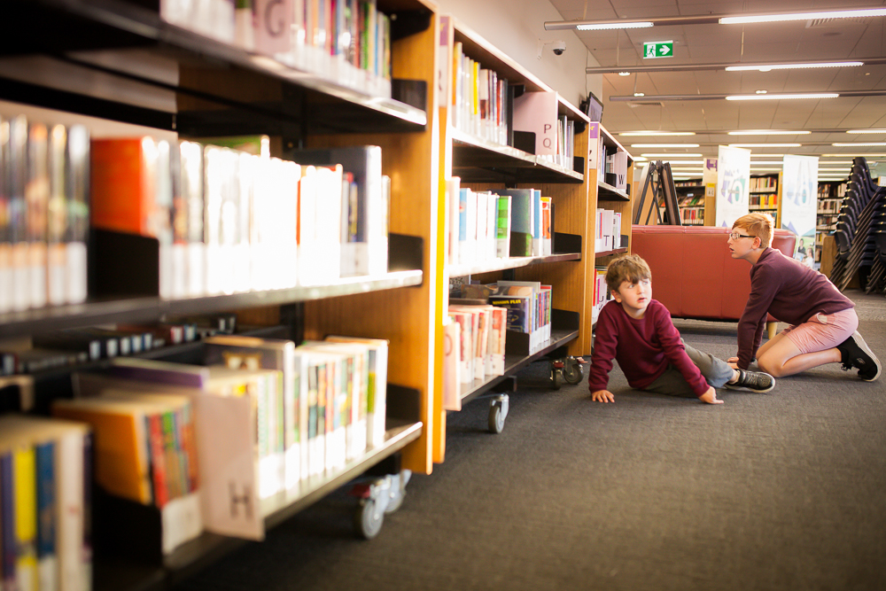 boys at library - Documentary Family Photography