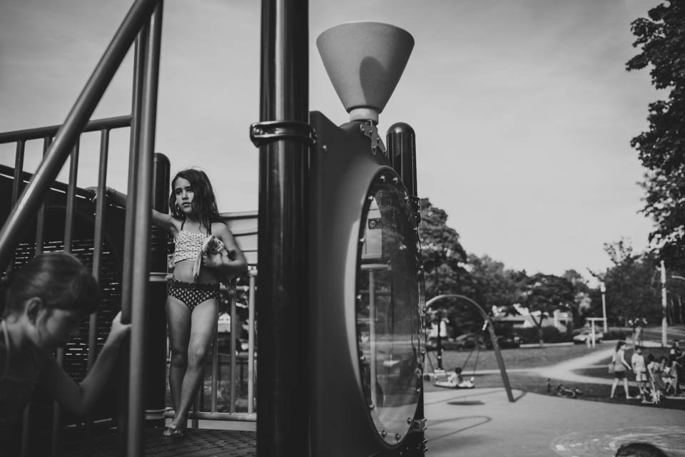 girl in swimsuit on playground - Documentary Family Photography