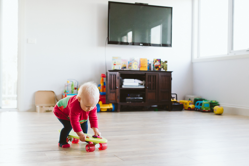 baby with skateboard - Documentary Family Photography