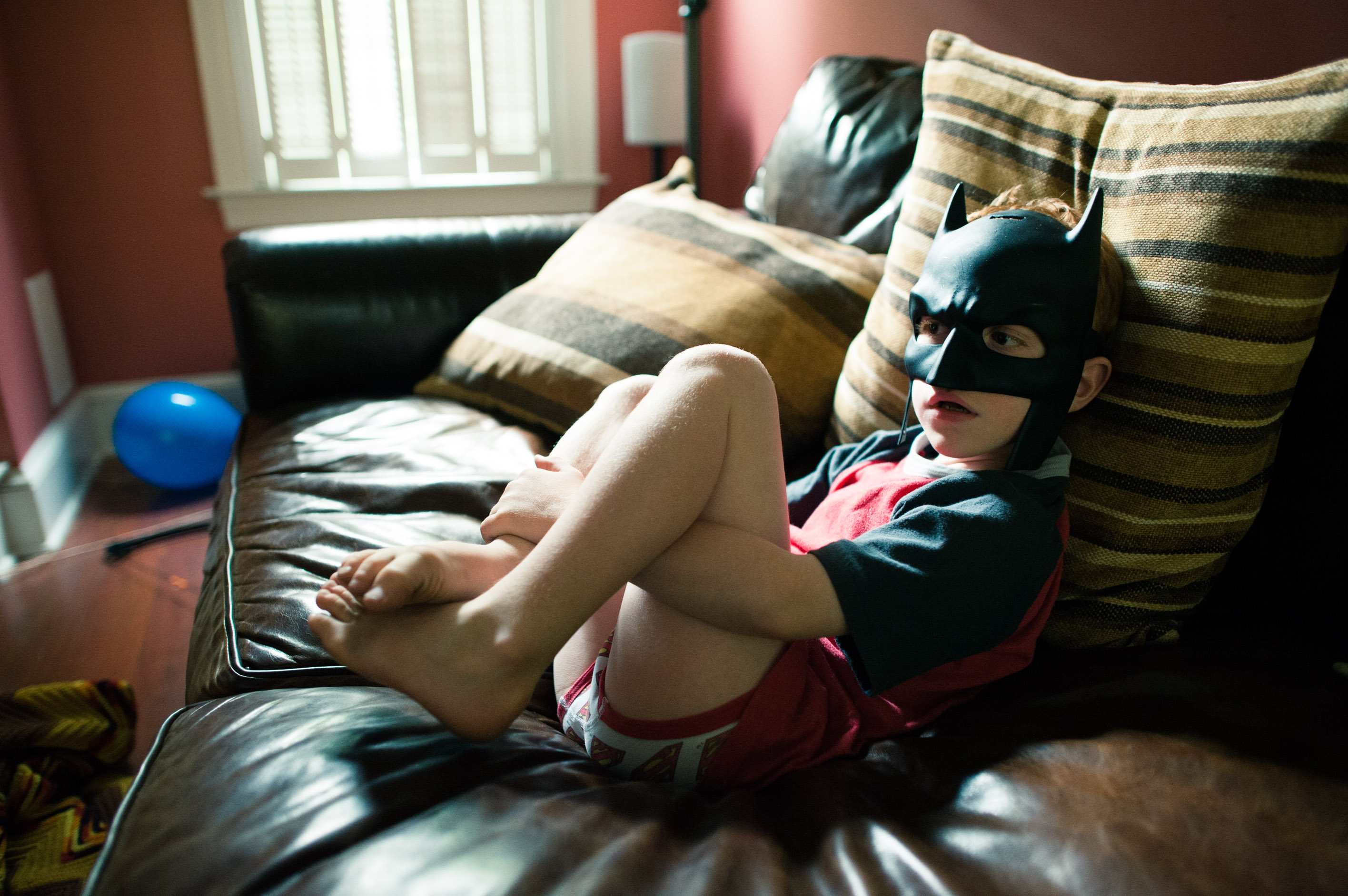 boy in batman mask - Documentary Family Photography