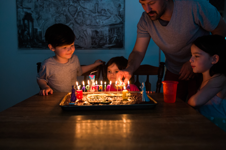 kids at birthday cake - Documentary Family Photography