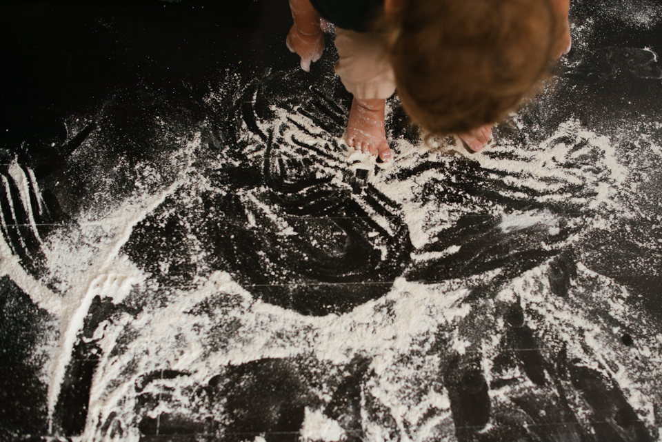 child with flour mess - Documentary Family Photography