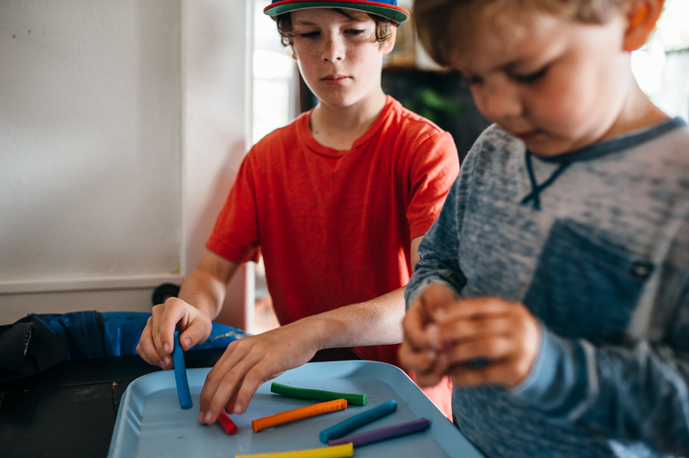 boys with crayons - Documentary Family Photography