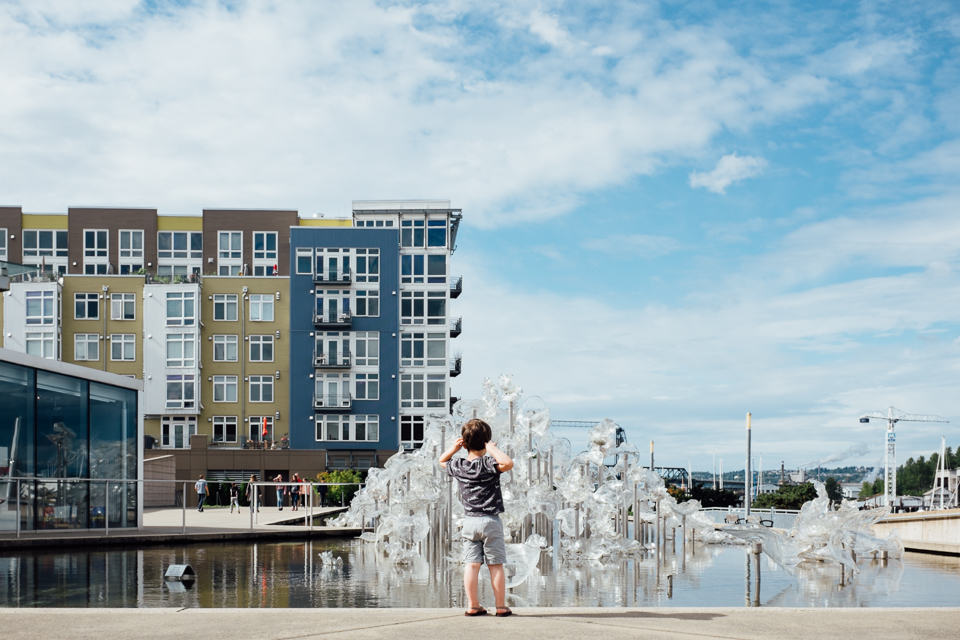 Boy at fountain - Documentary Family Photography