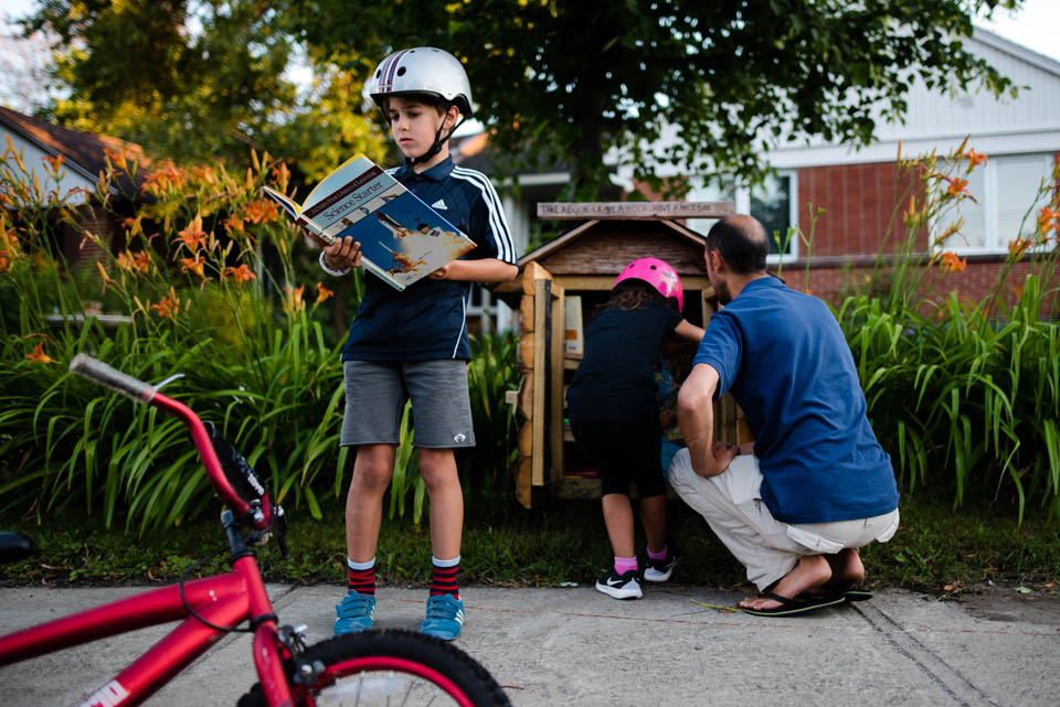 kids outside with helmets - Documentary Family Photography