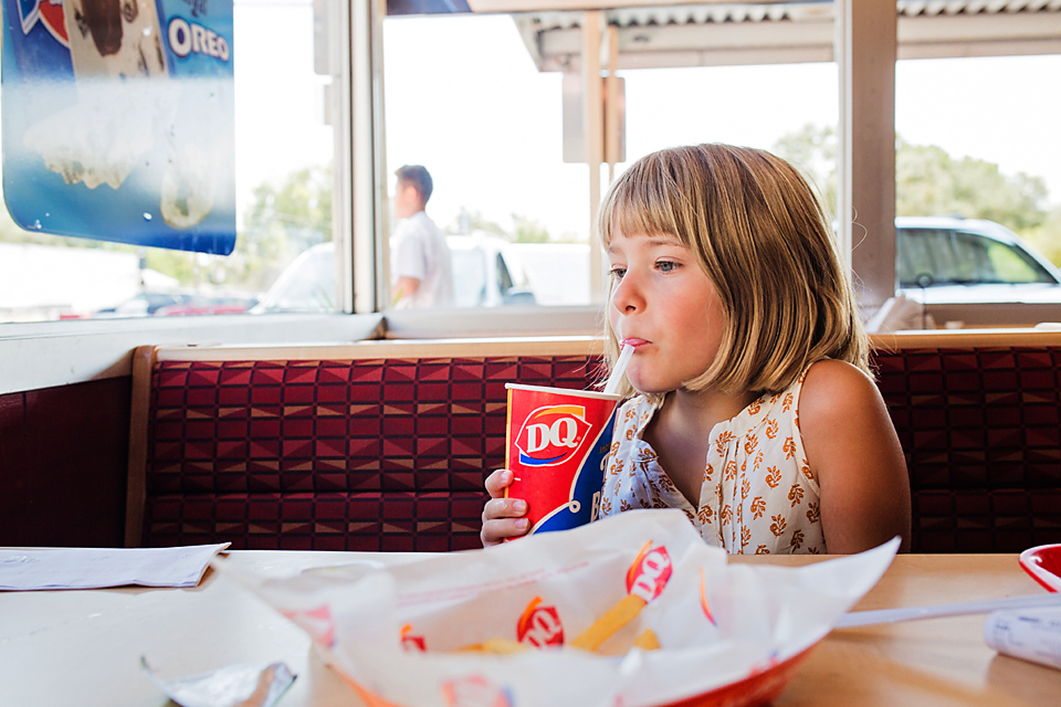 girl at fast food restaurant - Documentary Family Photography