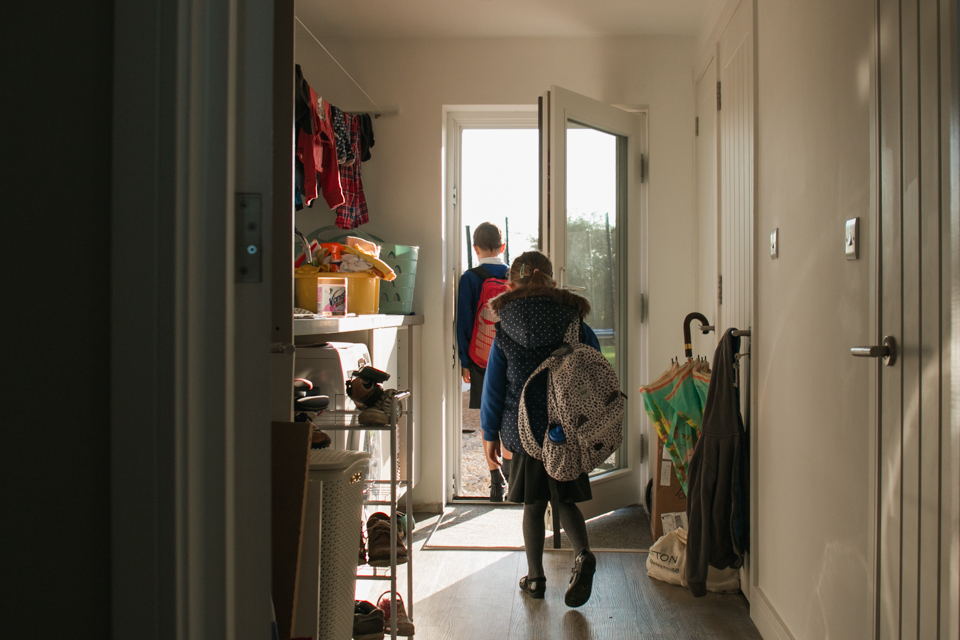kids leaving for school - Documentary Family Photography