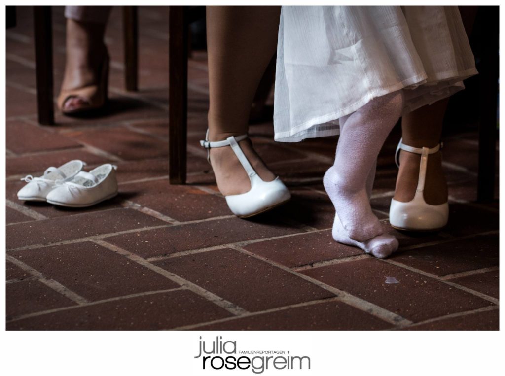 girl with no shoes at formal event - Documentary Family Photography