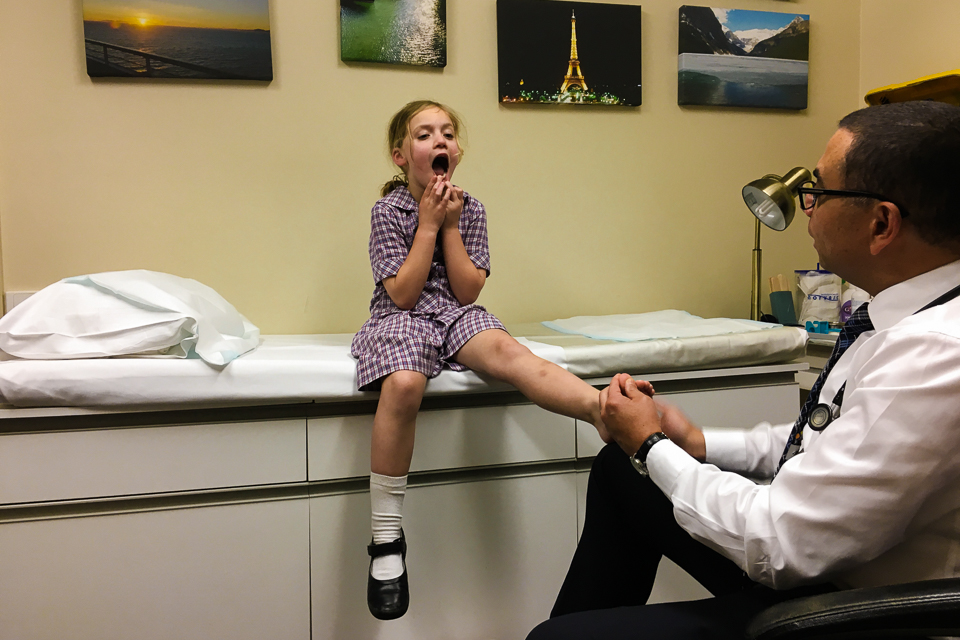 Girl at Doctor's office - Documentary Family Photography