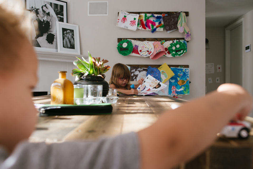 kids at kitchen table -Documentary Family Photography