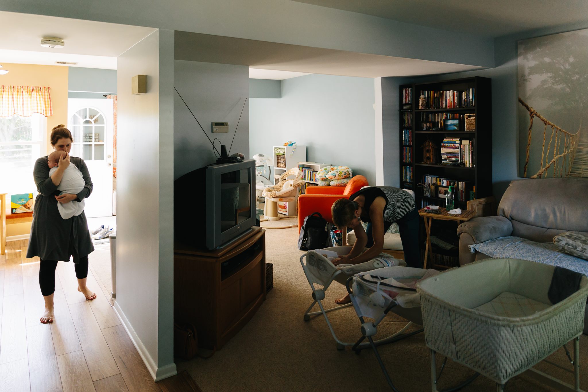 parents at home with twins - Documentary Family Photography