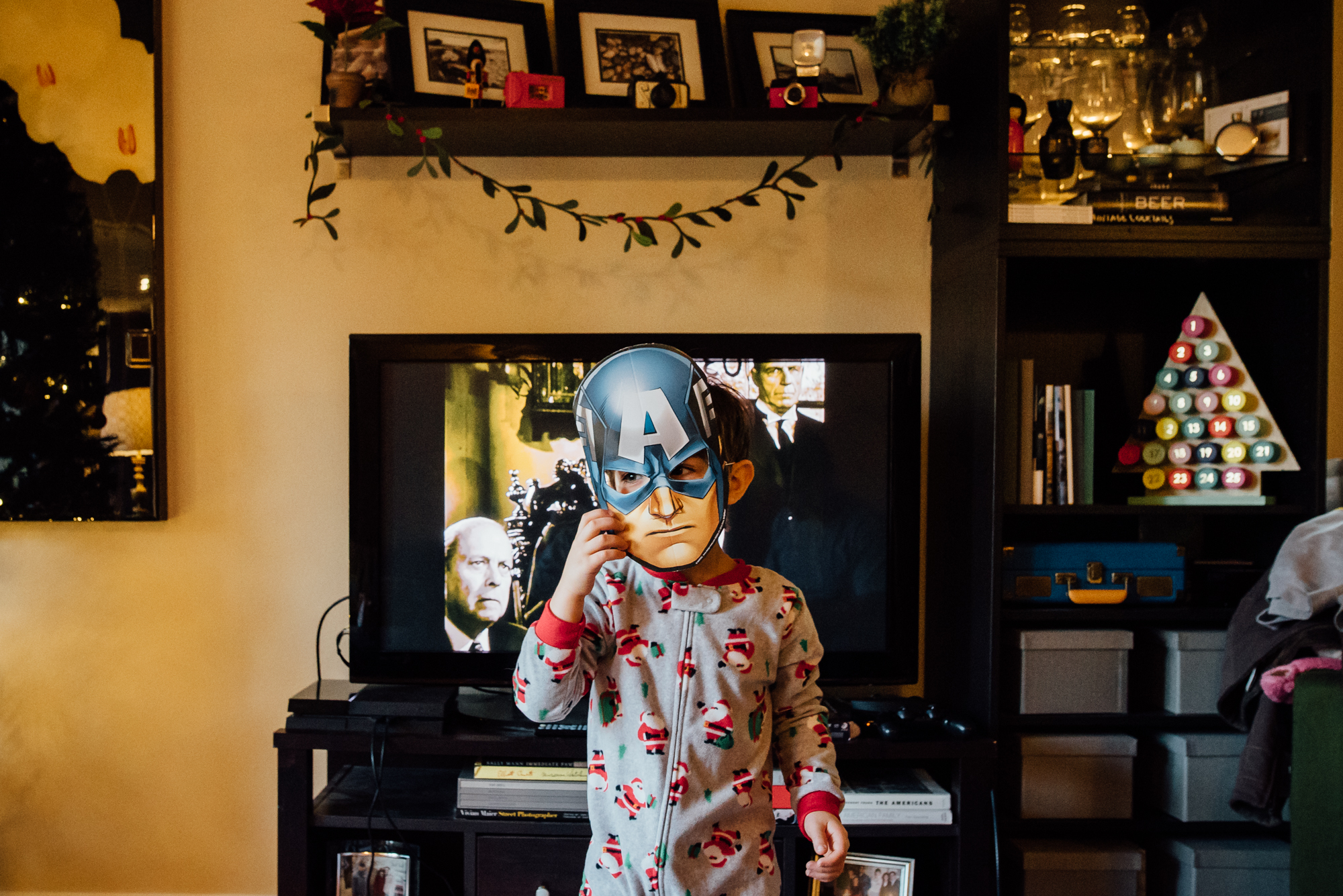 boy with super hero mask - documentary family photography