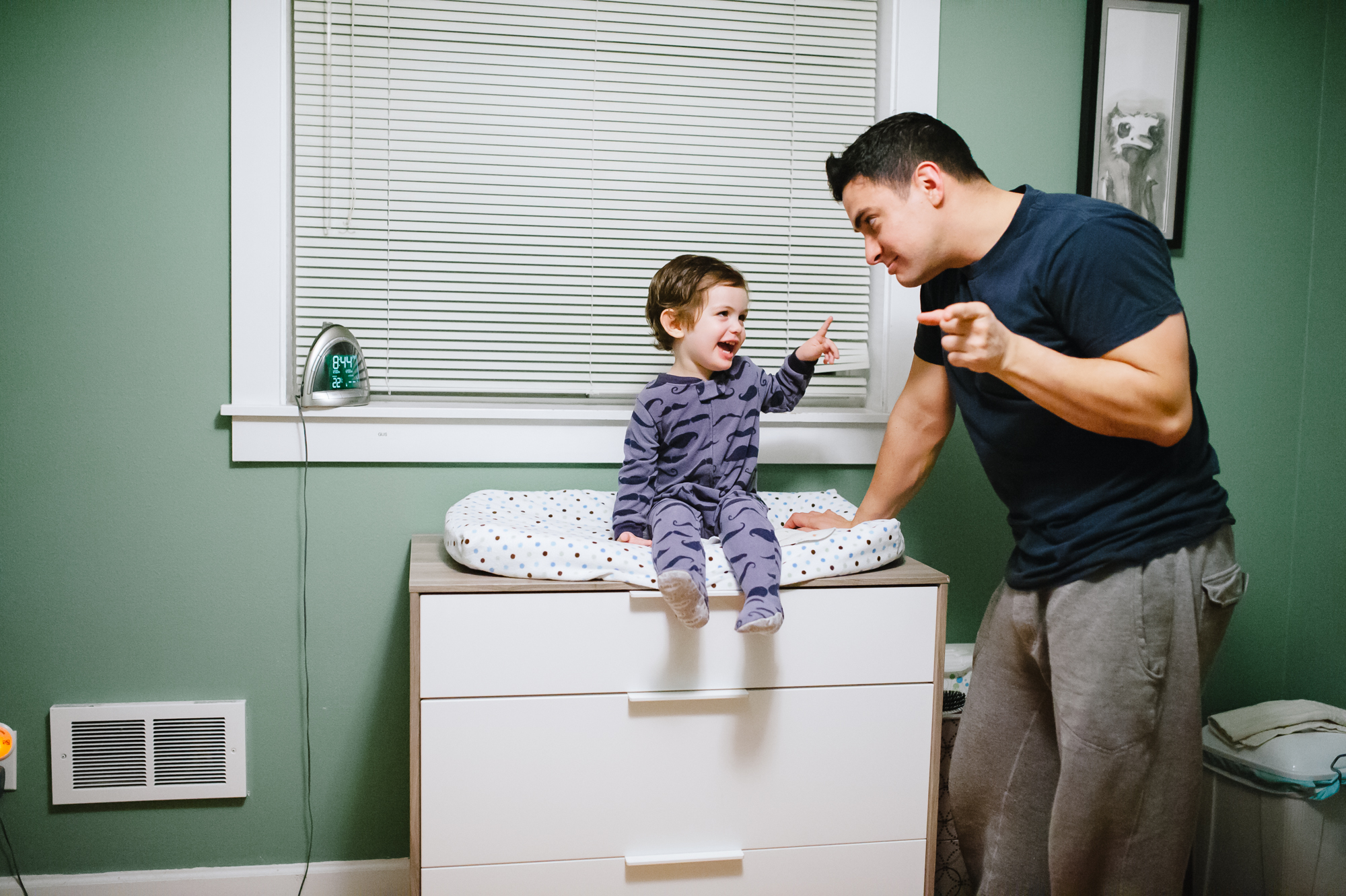 father jokes with son