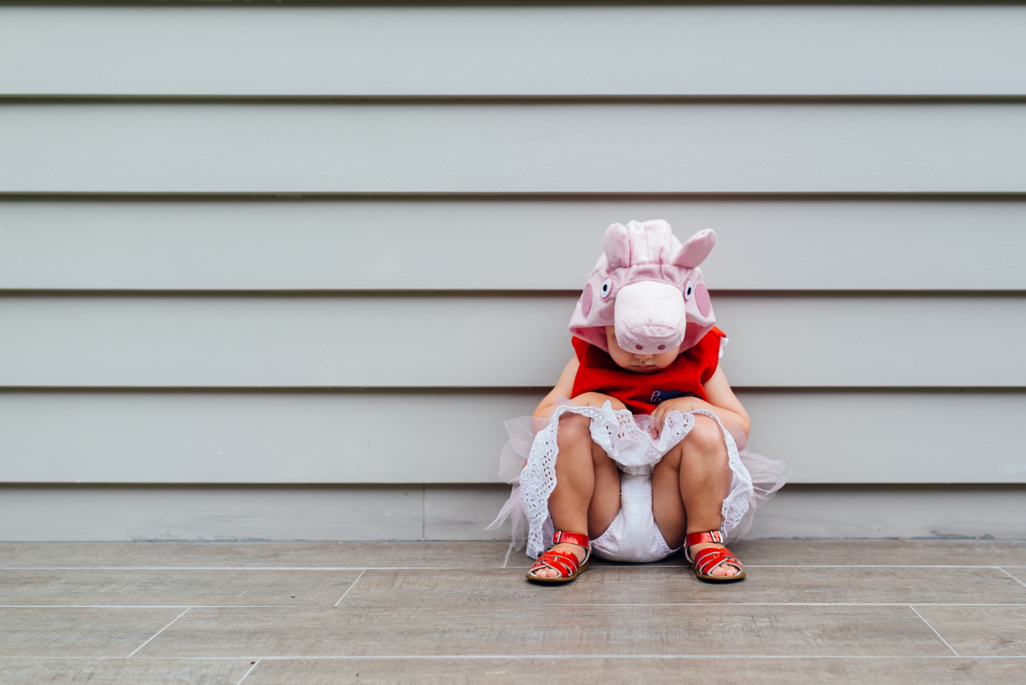 girl in peppa pig costume - Documentary Family Photography