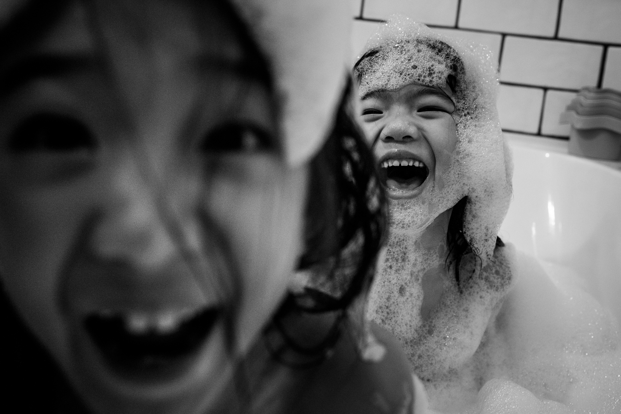 kids in bubble bath - Documentary Family Photography