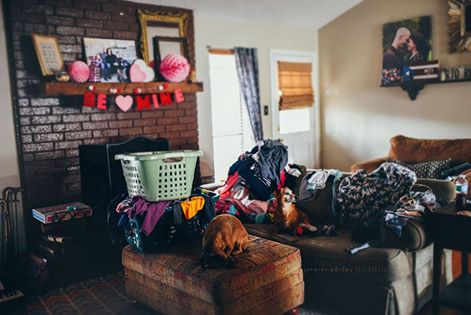 laundry in living room - Documentary Family Photography