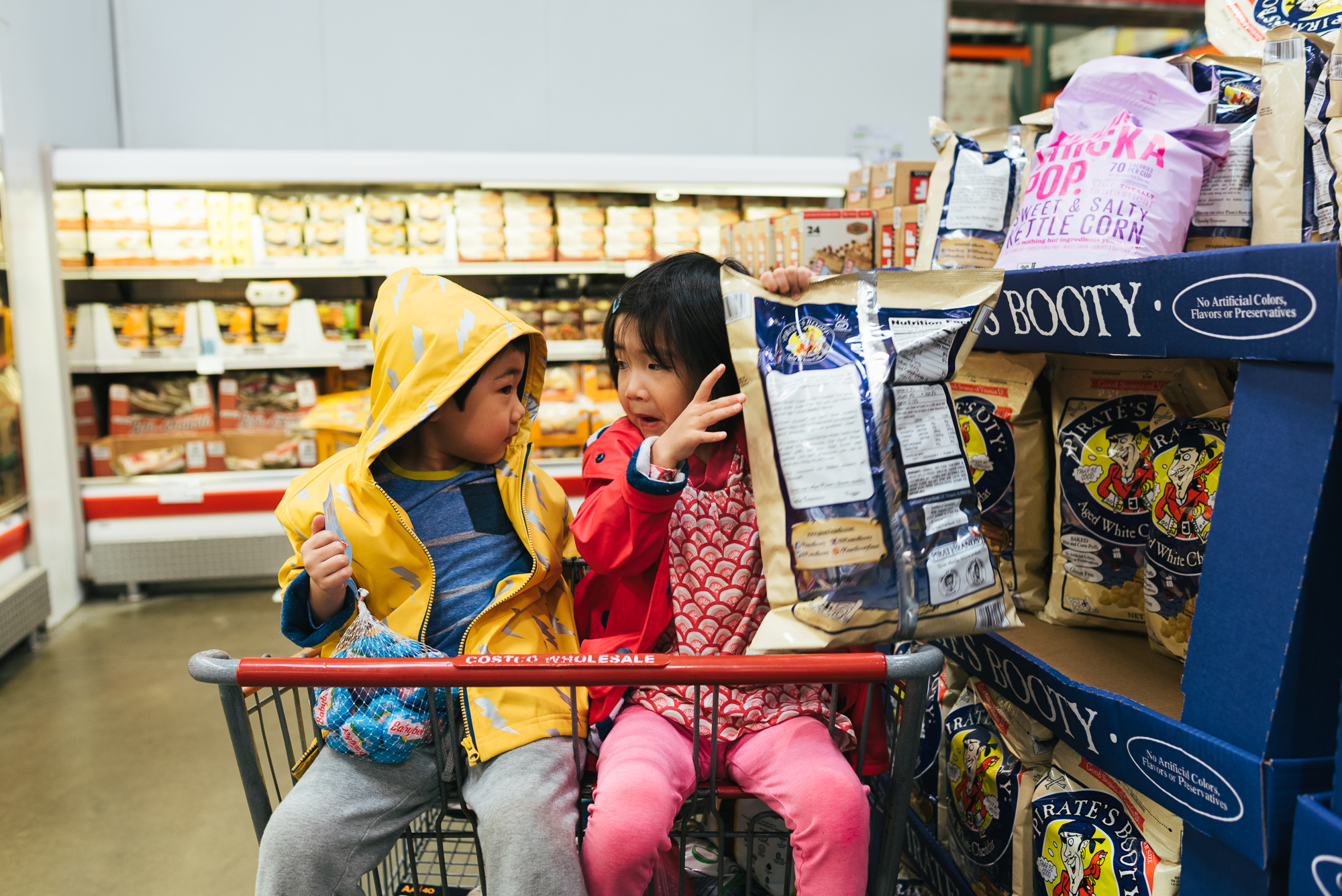 kids in shopping cart - Documentary Family Photography