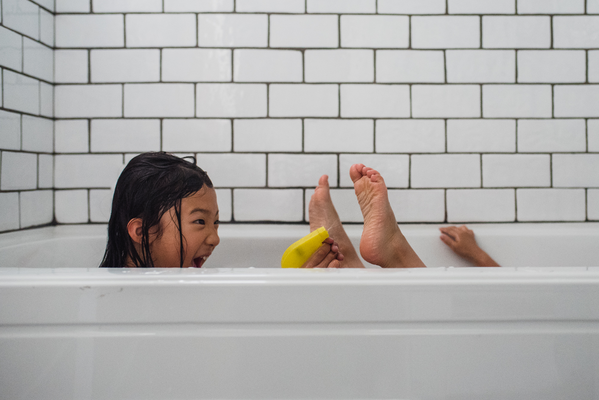 girl in bath - Documentary Family Photography