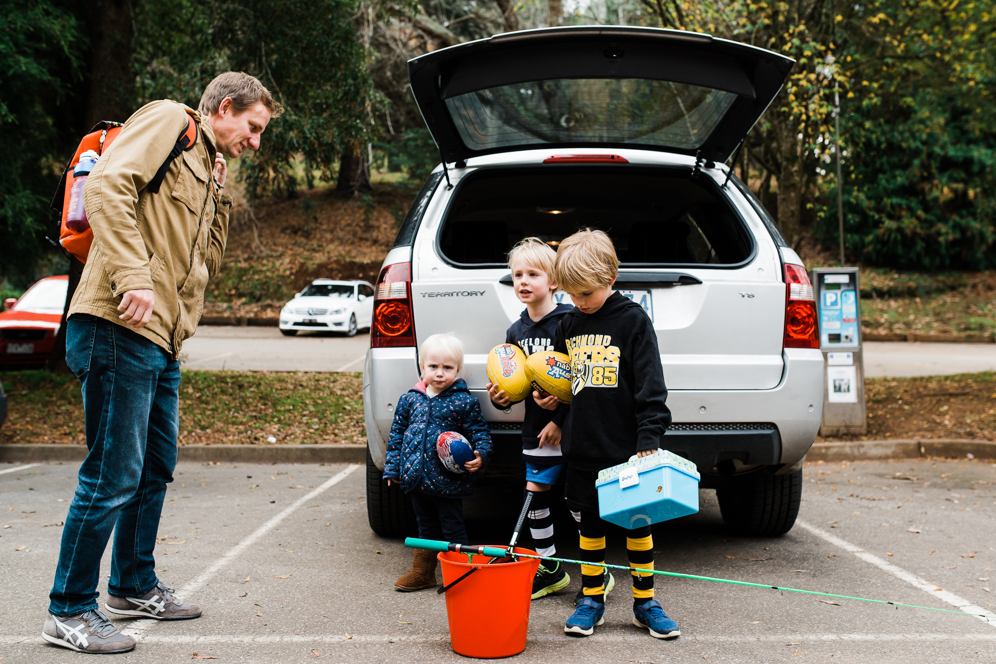 kids with fishing gear - Documentary Family Photography