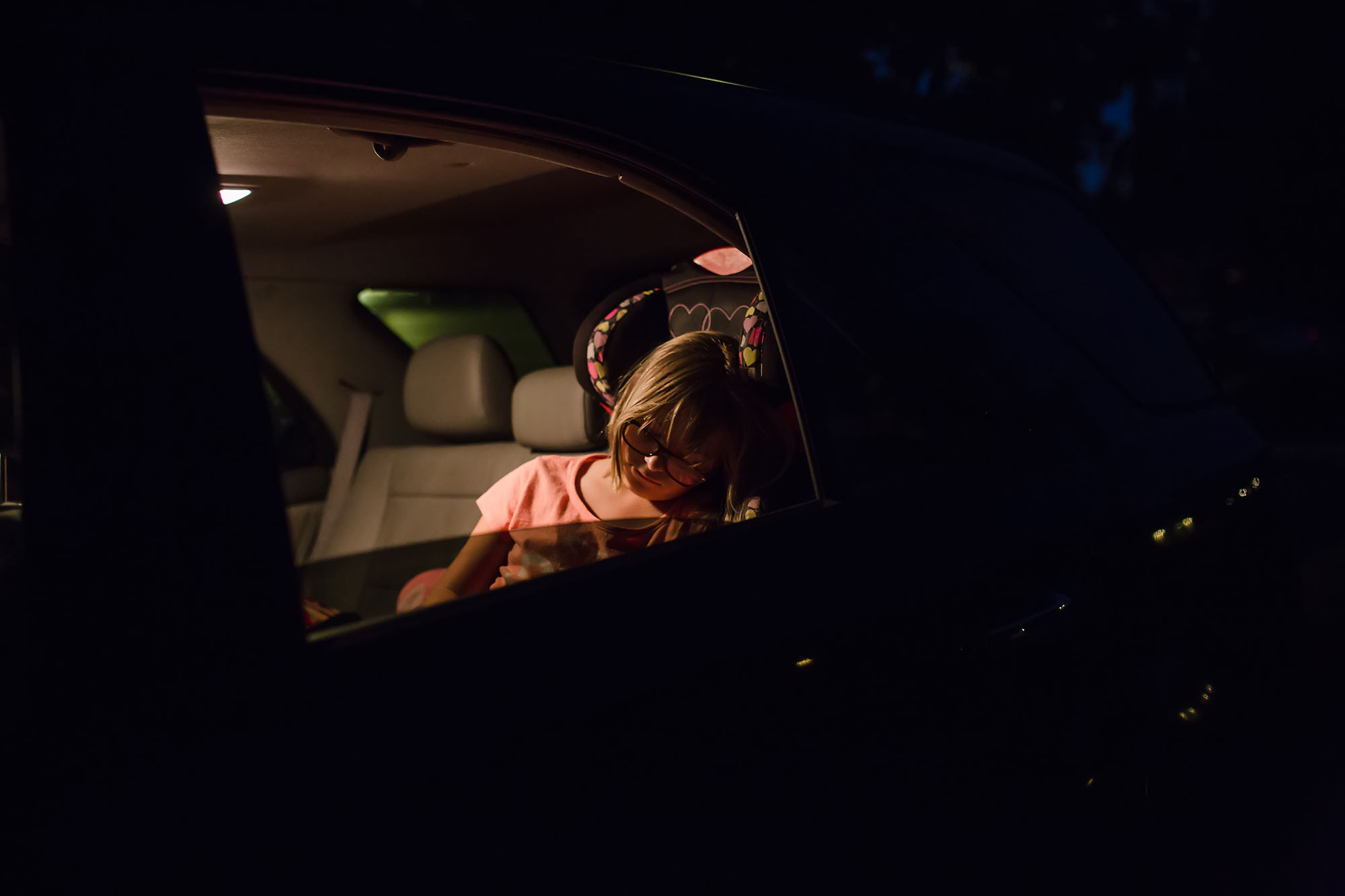 girl asleep in car - Documentary Family Photography