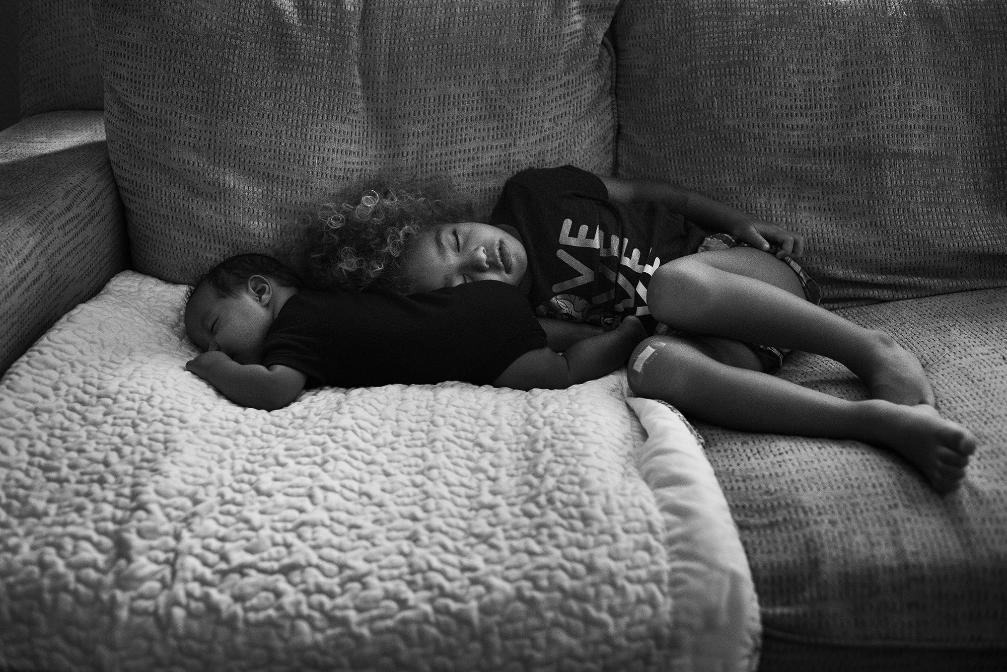 kids asleep on couch - documentary family photography