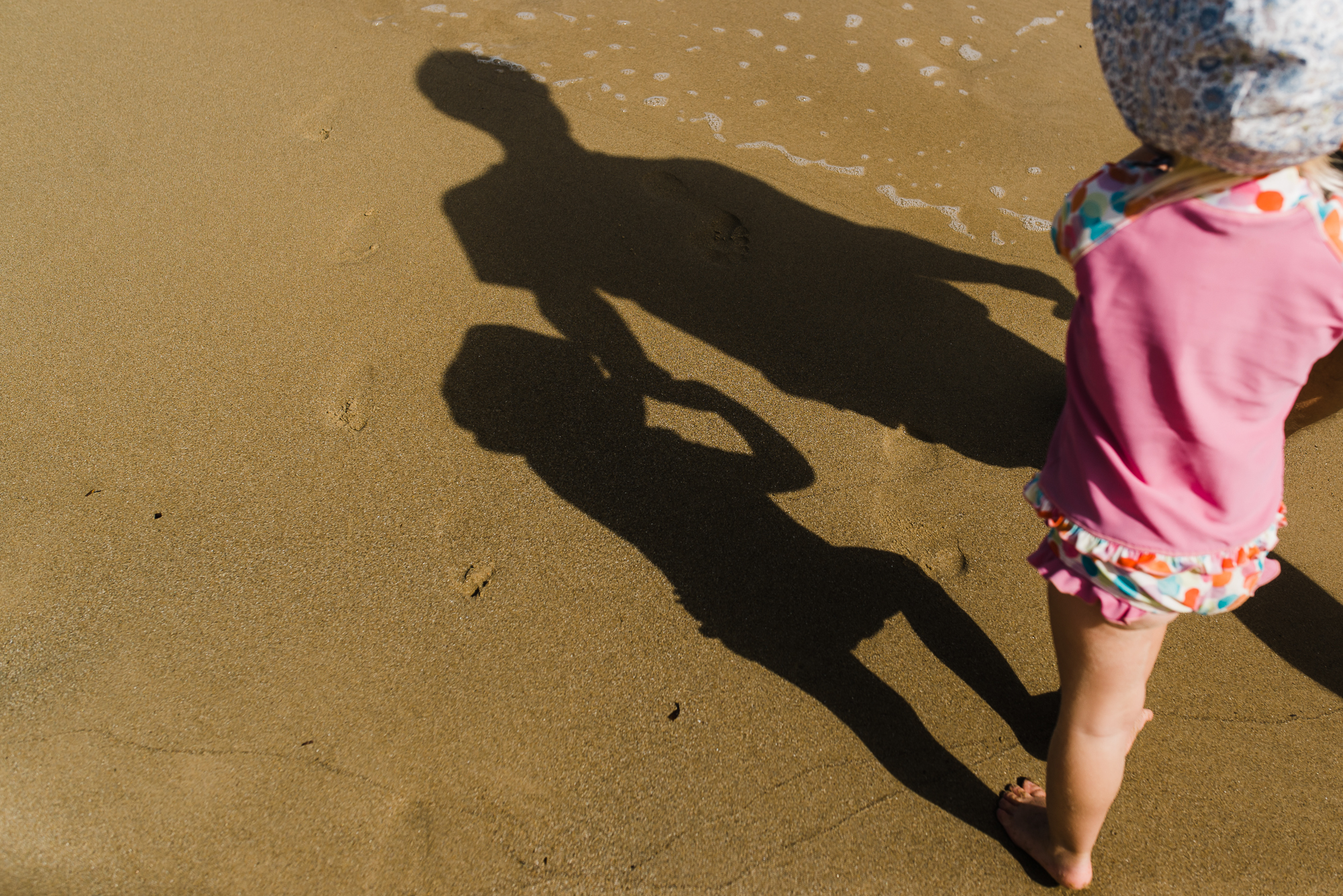 family shadows on beach - Documentary Family Photography