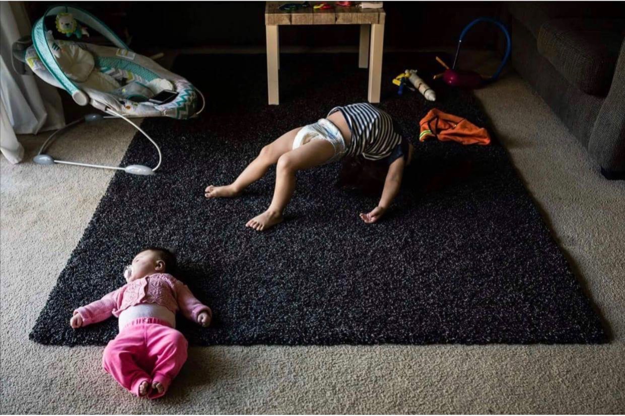 kids sprawled floor - Documentary Family Photography