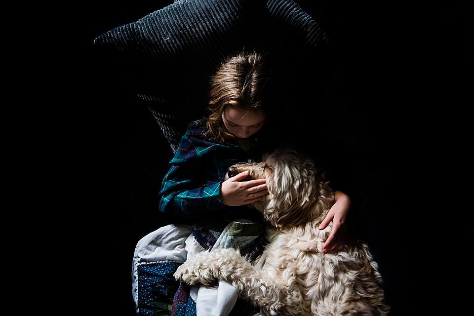 Girl with dog - Documentary Family Photography