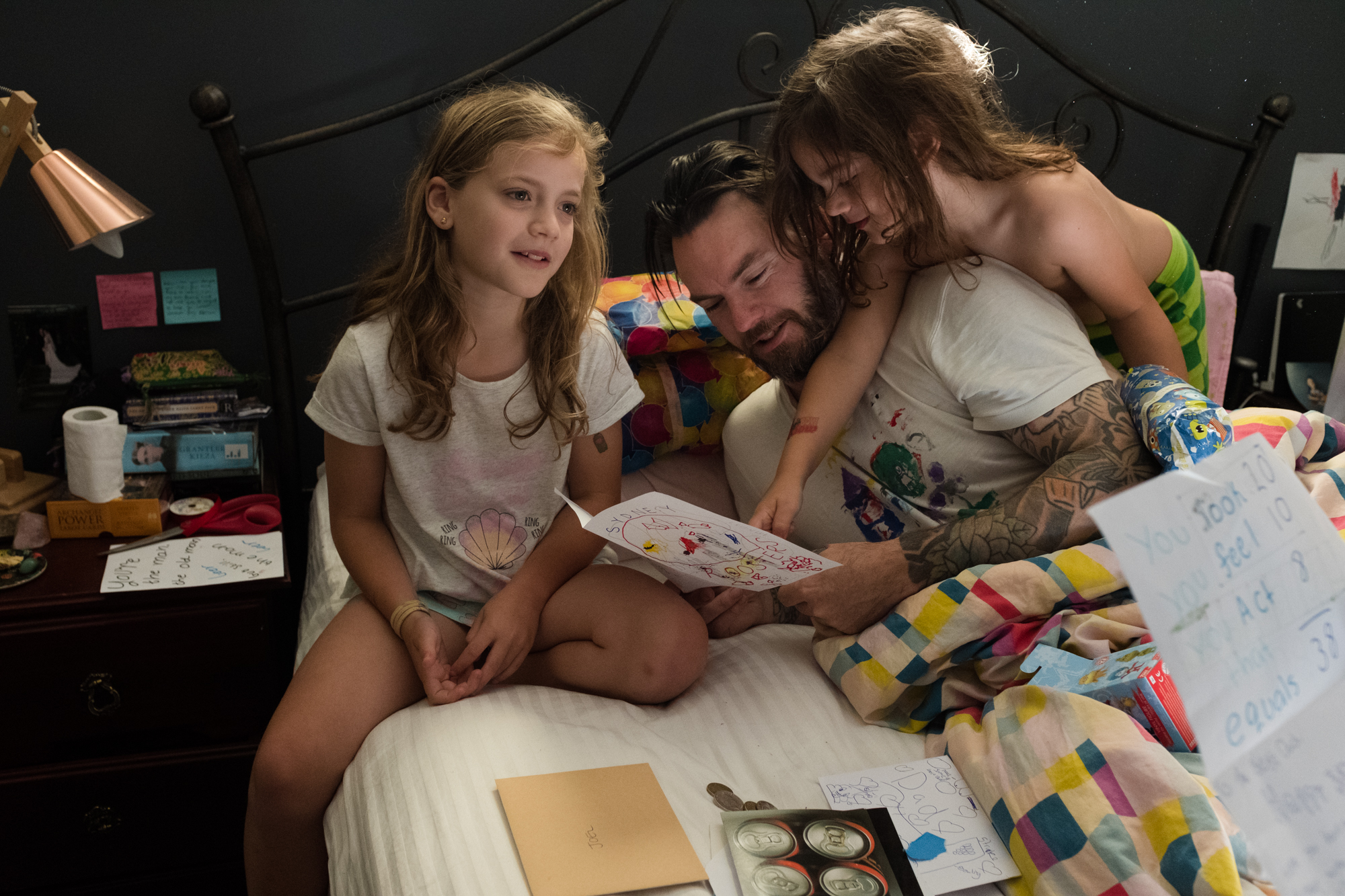 kids with father in bed - Documentary Family Photography