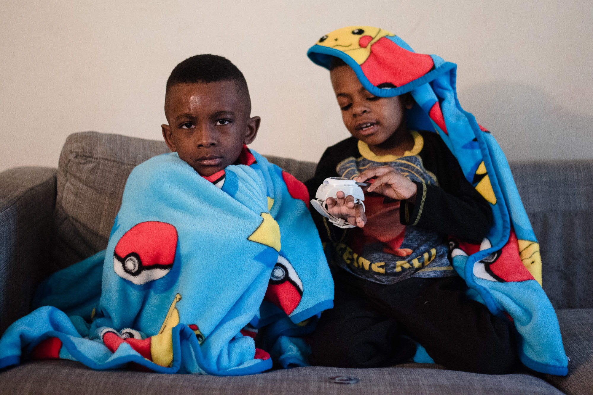 boys wrapped in blankets - Documentary Family Photography