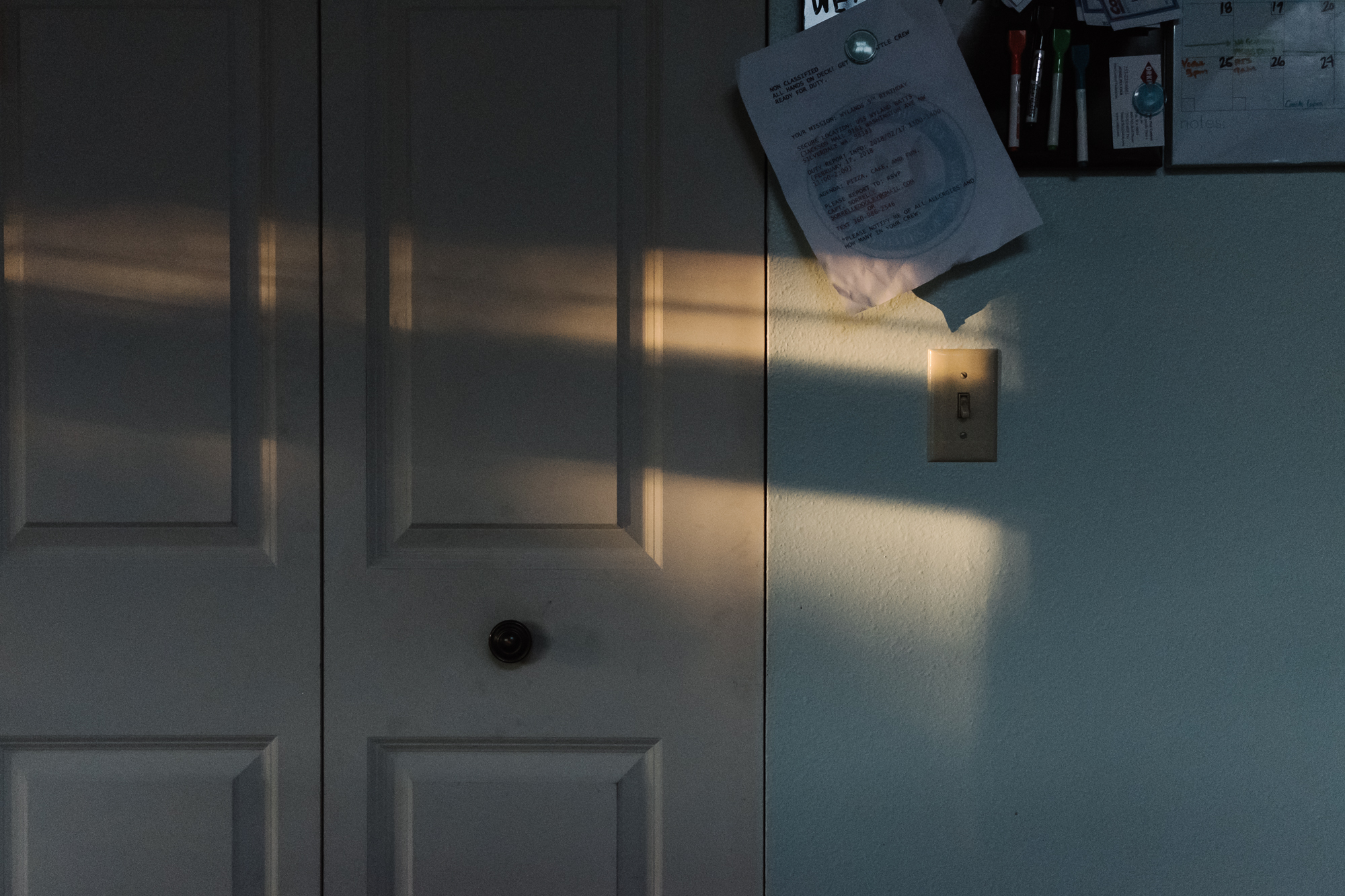 sunlight on pantry door - Documentary Family Photography